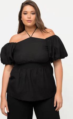 Ulla Popken Spitzenbluse Blusentop Carmen-Ausschnitt Halbarm