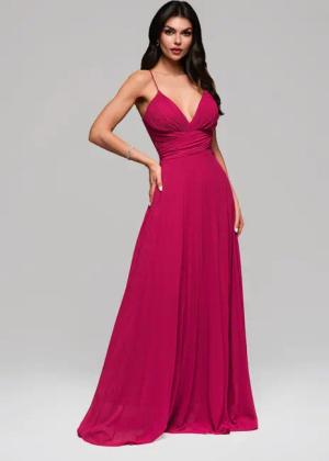 OMBRE Abendkleid Elegantes Maxikleid mit Faltenrock