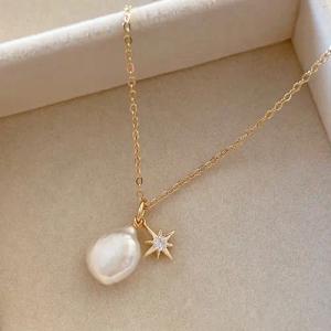 GOLDEN Kette mit Anhänger Zierliche Süßwasser