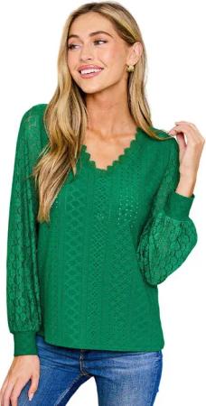 Cupshe Blusentop Langarm Top mit Spitze