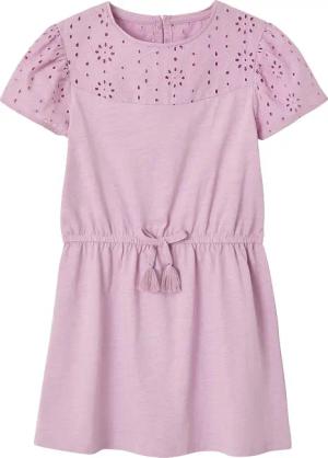 vertbaudet Minikleid Mädchen Kleid mit Lochstickerei