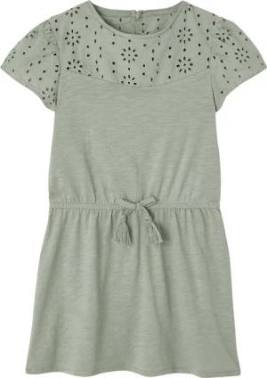vertbaudet Minikleid Mädchen Kleid mit Lochstickerei