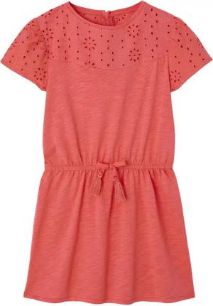 vertbaudet Minikleid Mädchen Kleid mit Lochstickerei