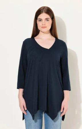Ulla Popken Longshirt Shirt A-Linie V-Ausschnitt