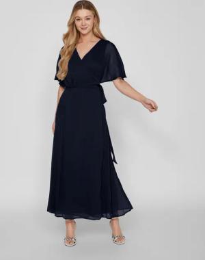 Vila Shirtkleid Elegantes Wickelkleid mit Gürtel