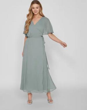 Vila Shirtkleid Elegantes Wickelkleid mit Gürtel