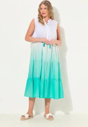 Ulla Popken Jerseykleid Midikleid Farbverlauf Tunika-Ausschnitt