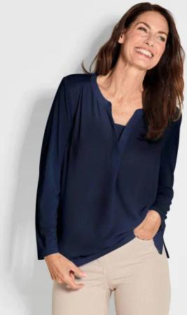 GOLDNER Shirtbluse Blusenshirt mit Chiffon-Einsatz