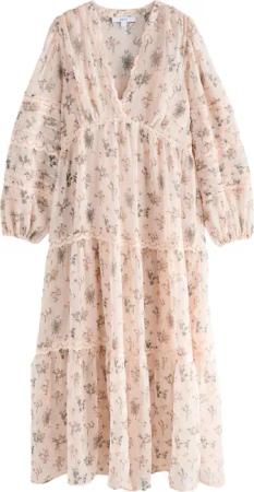Next Midikleid Midi-Stufenkleid mit transparenter Spitze
