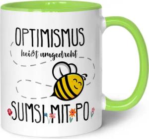 GRAVURZEILE Tasse mit Spruch - Optimismus