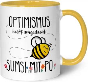 GRAVURZEILE Tasse mit Spruch - Optimismus