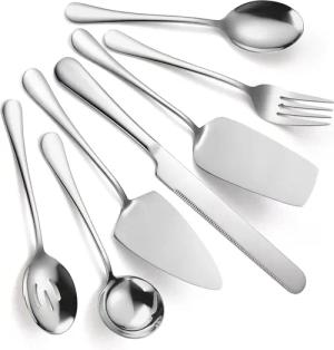 RWEUOQ Kochbesteck-Set Kochbesteck-Set 7-Teiliges Gold Besteck