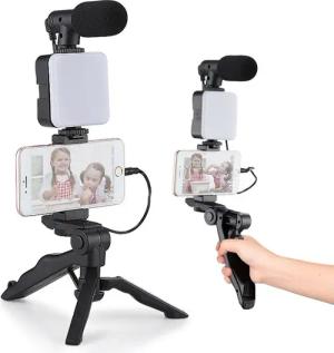 RWEUOQ Smartphone-Halterung LEDs Mikrofon Handy Halterung