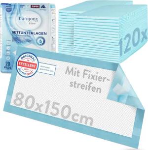 Inkontinenzauflage Bettunterlage mit Fixierstreifen, saugstarke Krankenunterlagen
