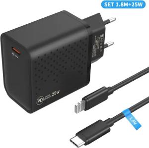 BRAIDOL Ladeset 25W Schnellladegerät USB-C Lightningkabel