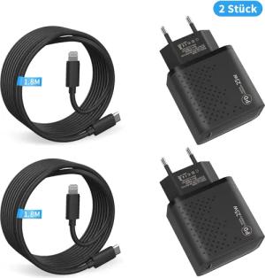 BRAIDOL Ladeset 25W Schnellladegerät USB-C Lightningkabel