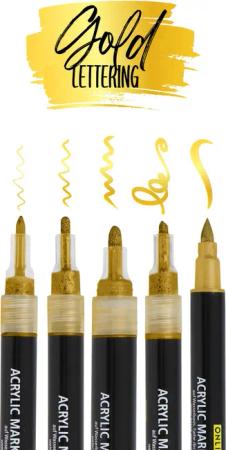 Online Pen Fineliner Gold Lettering, (5x