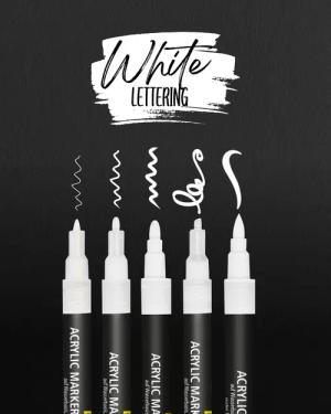 Online Pen Fineliner White Lettering, (5x