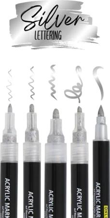 Online Pen Fineliner Silver Lettering, (5x