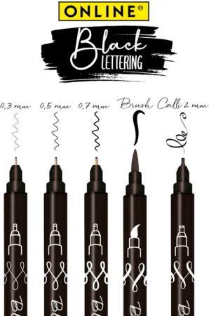 Online Pen Fineliner Black Lettering, 5x