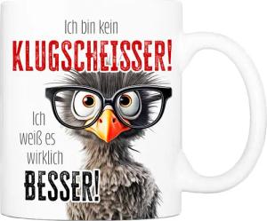 Cadouri Tasse mit Spruch KLUGSCHEISSER Kaffeetasse