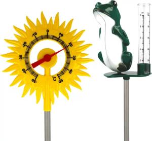 Lantelme Regenmesser Frosch und Gartenthermometer Sonne