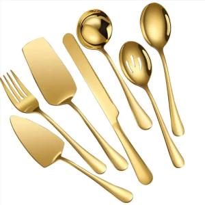 KingLux Kochbesteck-Set 7-Teiliges Gold Besteck Set,