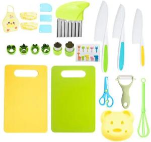 RWEUOQ Kinderkochmesser 32-teiliges Kinderküchenmessern Kinder-Küchenmesser-Set, zum