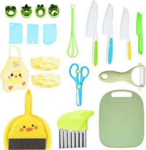 RWEUOQ Kinderkochmesser 20-teiliges Kinderküchenmessern Kinder-Küchenmesser-Set, zum