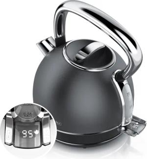 Arendo Wasserkocher Edelstahl Retro Vintage Wasserkessel