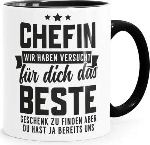MoonWorks Tasse Kaffee-Tasse Spruch Chefin Wir