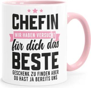 MoonWorks Tasse Kaffee-Tasse Spruch Chefin Wir