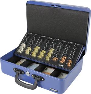 HMF Geldkassette Abschließbare Bargeldkasse mit EURO-Münzzählbrett