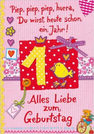 Perleberg Grußkarten 1 Geburtstag Glückwunschkarte im
