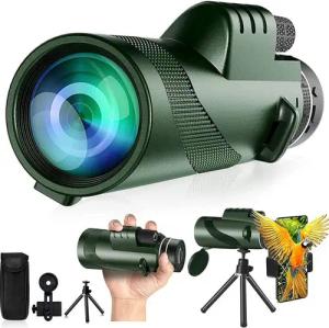 Coonoor Monokular,HD-Teleskop,mit Stativ + Handy-Clip,10x42 Fernrohr