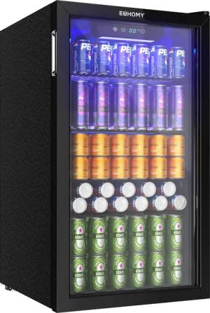 EUHOMY Getränkekühlschrank 90L Mini-Kühlschrank für 126