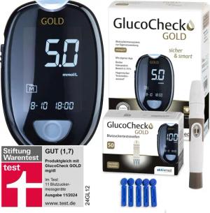 GlucoCheck Blutzuckermessgerät GlucoCheck GOLD Blutzuckermessgerät, Inkl.
