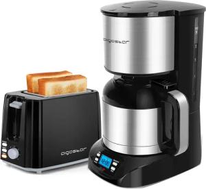 Aigostar Frühstücks-Set Edelstahl Kaffeemaschine mit 24H