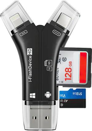 ZEUOPQ Speicherkartenleser Speicherkartenleser Handy-Kartenleser 4-in-1-Funktion Datenspeicherung,