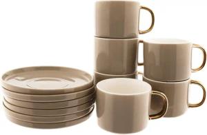 Mulex Kaffeeservice Porzellan-Kaffeetassen 200ml mit goldenem