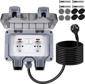 Sunicol Gartensteckdose Außensteckdosen, 16A,Stecker Kabel Wandsteckdose
