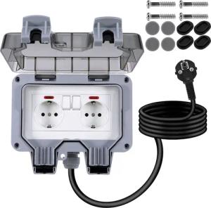 Sunicol Gartensteckdose Außensteckdosen, 16A,Stecker Kabel Wandsteckdose