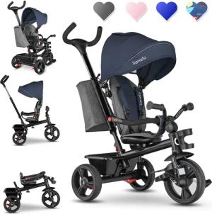 lionelo Dreirad-Kinderwagen HAARI, Elternlenkung, Zusammenklappbar, Tasche