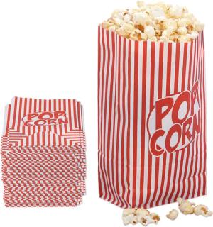 relaxdays Snackschale Retro Popcorntüten 100er Set,