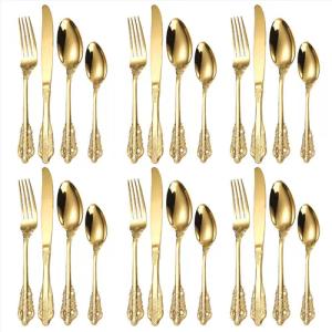 KingLux Besteck-Set 24teilig Goldbesteck-Set für 6