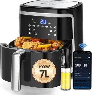 Aigostar Heißluftfritteuse Intelligente WLAN, 7L, LED-Touchscreen,