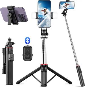 ZEUOPQ Selfie-Stick Handy-Stativ mit Fernbedienung LED-Fülllicht