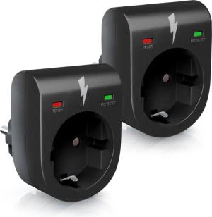 Arendo Steckdose, 2-St., Schuko Überspannungsschutzadapter, LED,