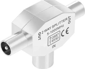 Poppstar SAT-Verteiler, TV Antennenverteiler T-Stück, 2-Fach