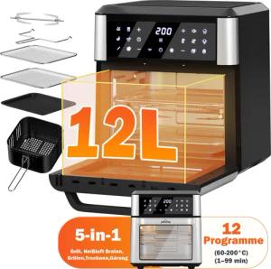 HOMELUX Heißluftfritteuse, 1800,00 W, 12 programme,5-in-1